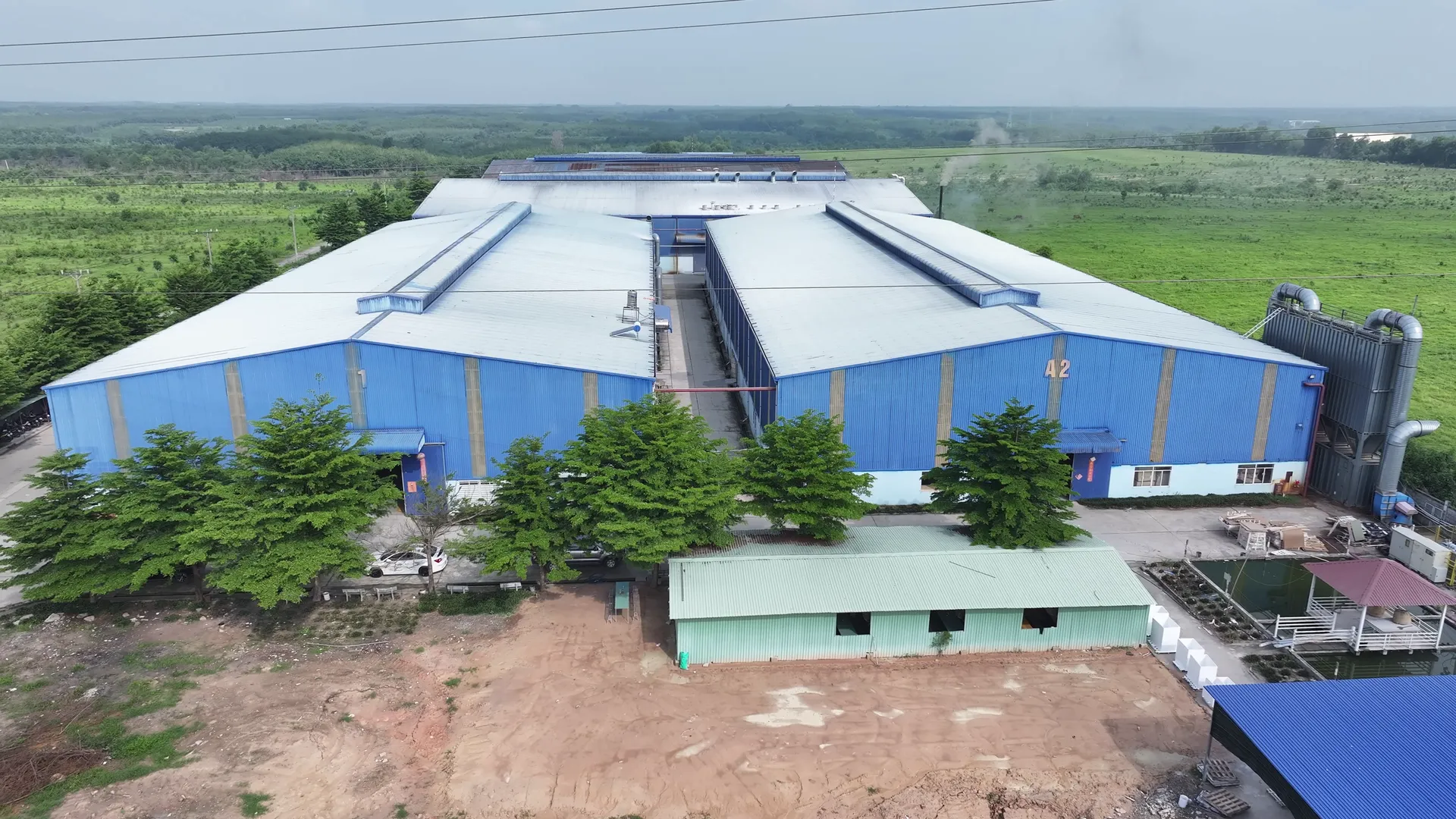 The partner workshop buildings seen from the air